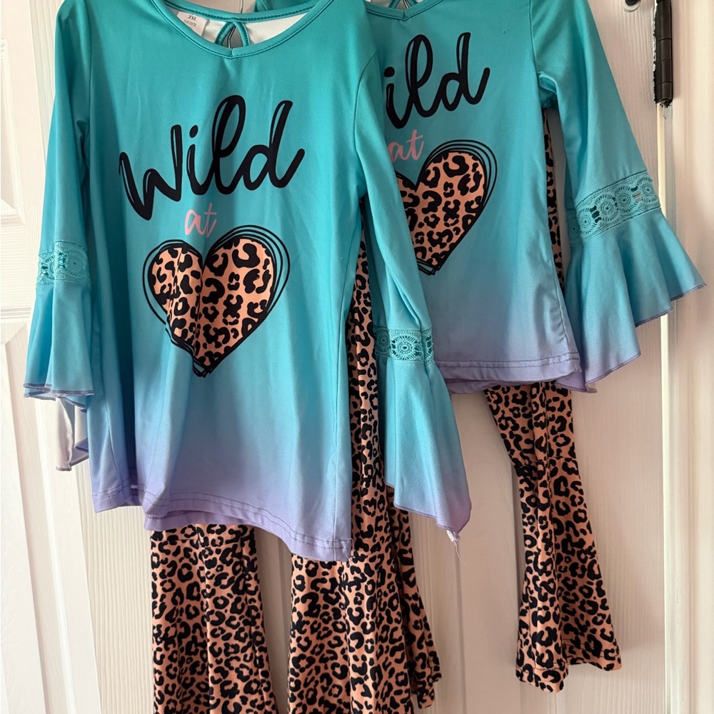 Blue & Leopard Print Outfits size 7/8 & 3/4 both for $30 or 15 each